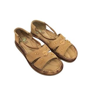Earth Shoe Gelron 2000 Brown Suede Leather Slip On Sandals Size 6W